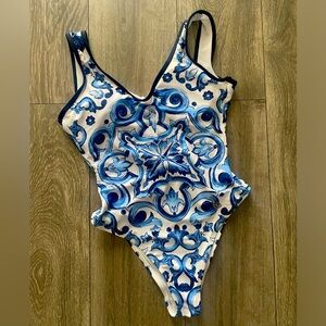 D&G majolica print bathing suit